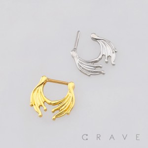 ORNATE CURVED WING DESIGN SEPTUM CLICKER RING 316L SURGICAL STEEL